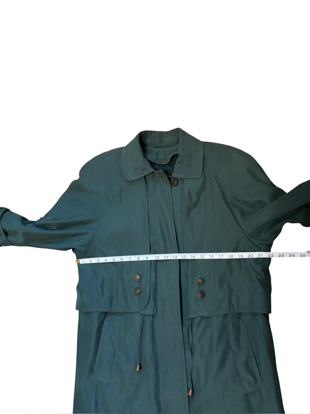 Amazing vintage American Bazaar Green lined long trenchcoat size 8 - Picture 6 of 14
